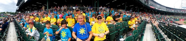 panoramic view of kids at ball stadium